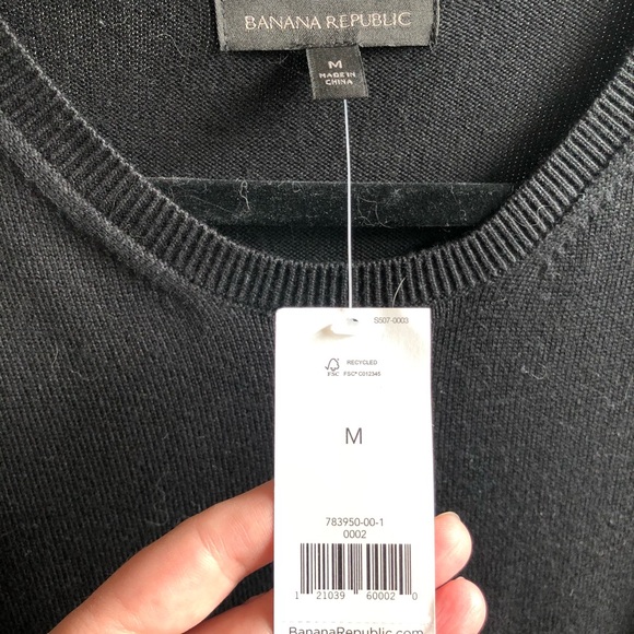 Banana Republic Black Knit Dress M Poms - Picture 2 of 4